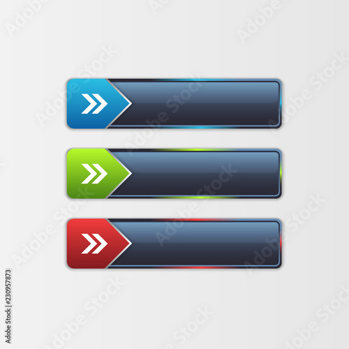 3 rounded rectangular buttons For Decoration Website The look is stylish and beautiful.