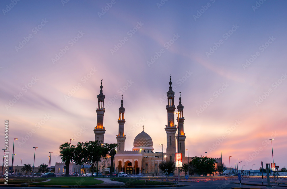 Ras Al Khaimah Mosque at sunset