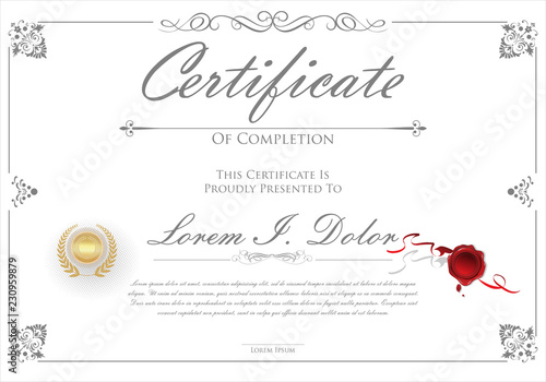 Certificate or diploma retro vintage design template 