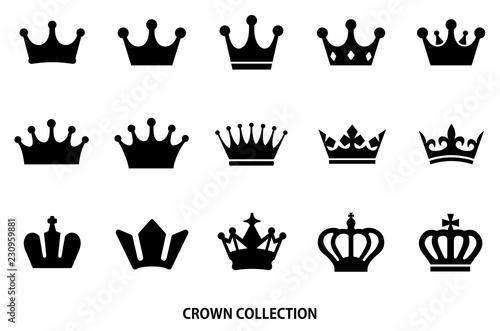 crown icon set / Black color