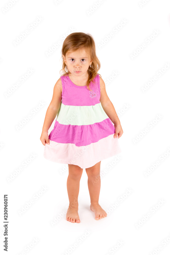 Little cute girl on white background Little cute girl on white background