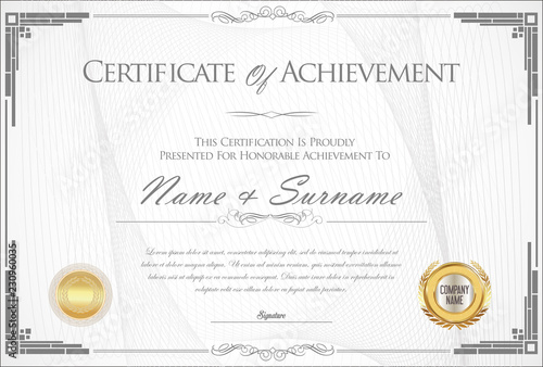 Certificate or diploma retro vintage design template 