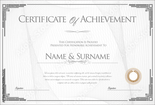Certificate or diploma retro vintage design template 