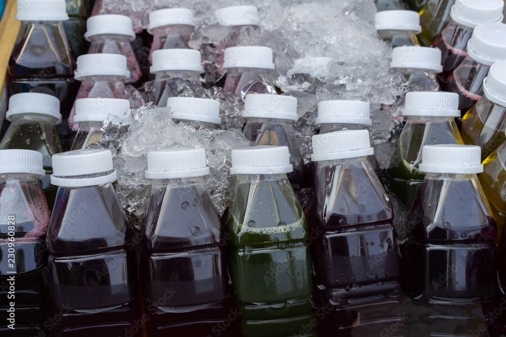 Vegetables juice in bottles