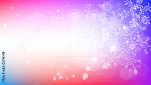 Snowflakes and festive lights - vector background with beautiful snowflakes that merrily shine and shimmer in color space