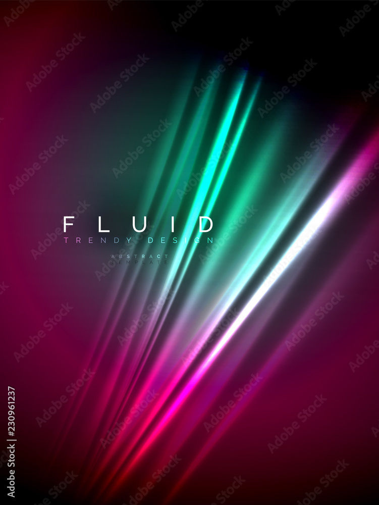 Neon glowing wave, magic energy and light motion background. Vector illustration