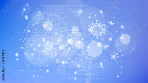 Snowflakes and festive lights - vector background with beautiful snowflakes that merrily shine and shimmer in color space