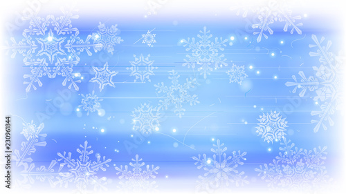 Snowflakes and festive lights - vector background with beautiful snowflakes that merrily shine and shimmer in color space