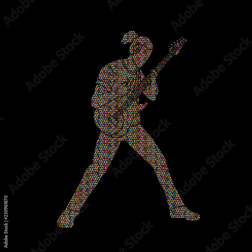 Musician playing electric guitar, Music band graphic vector