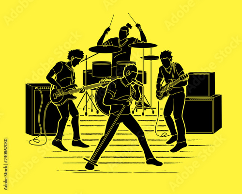 Musician playing music together, Music band graphic vector