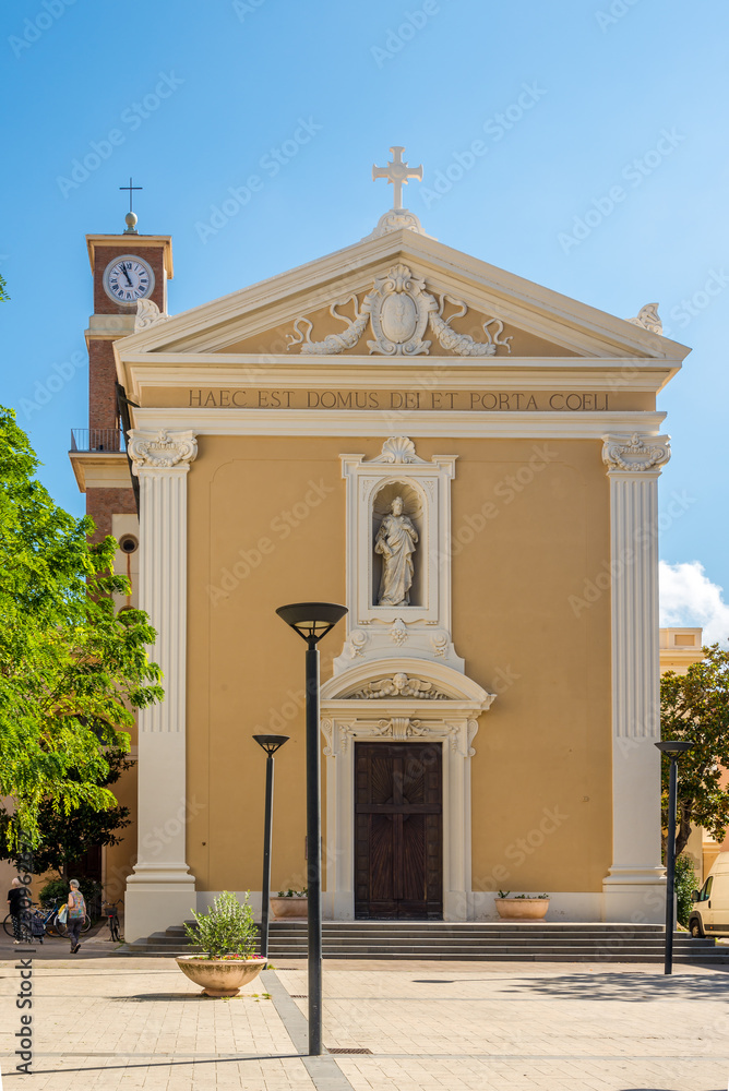 View at the church of Saints Giuseppe and Leopold in Cecina - Italy
