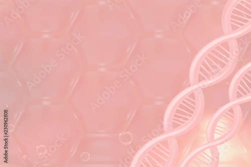 science concept, Pink DNA background with space for text, vector illustration.