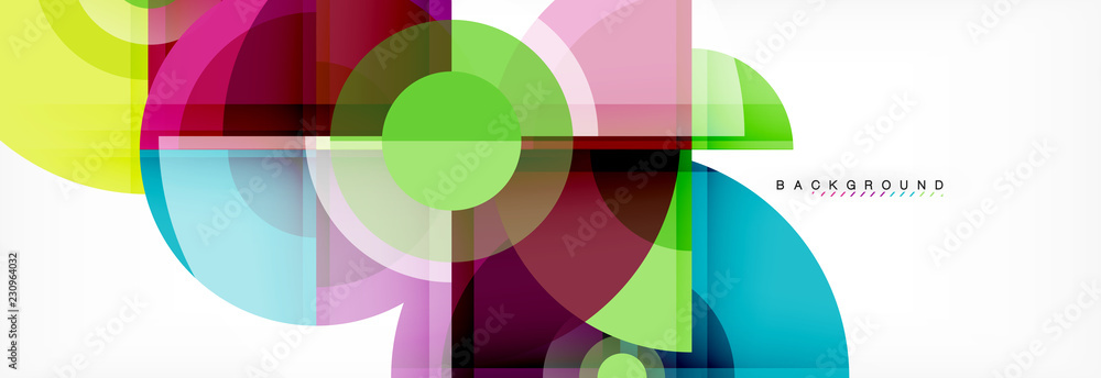 Abstract background - multicolored circles, trendy minimal geometric design