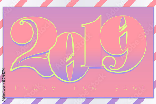 Frohes neues Jahr Grußkarte auf gestreiftem Hintergrund