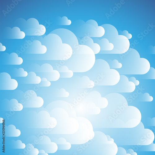 Clouds on the Sky - Background Design Template for Posters, Flyers, Postcards, Headers or Web Banners - Vector Illustration