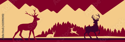 Banner mit Rentieren in einer Schneelandschaft