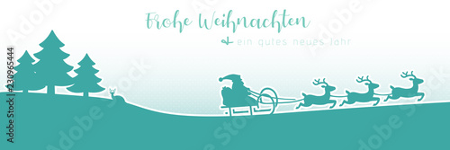 Banner Frohe Weihnachten mit weihnachtlicher Schneelandschaft