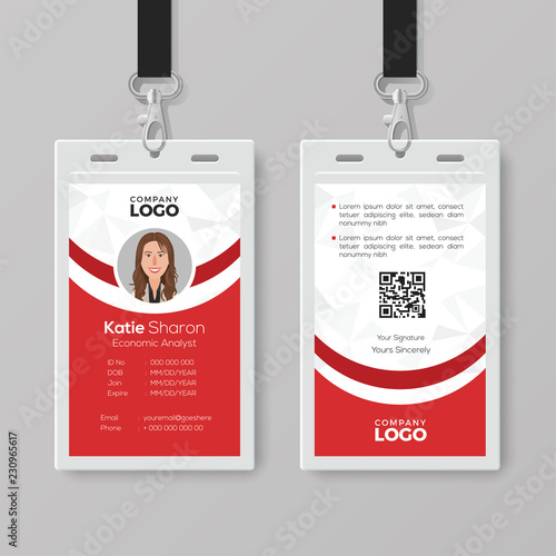 Elegant Red and White ID Card Template