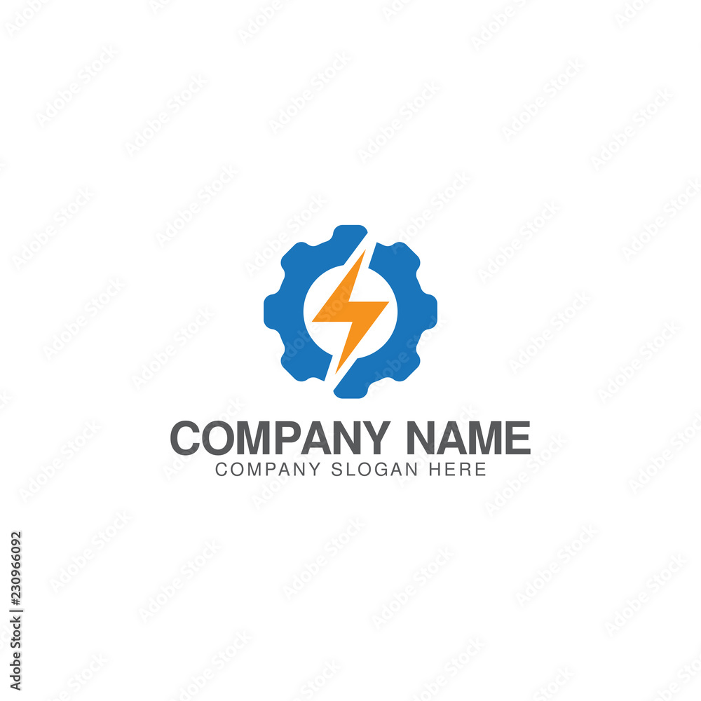 Cog wheel and electricity logo design vector template Cog wheel and electricity logo design vector template