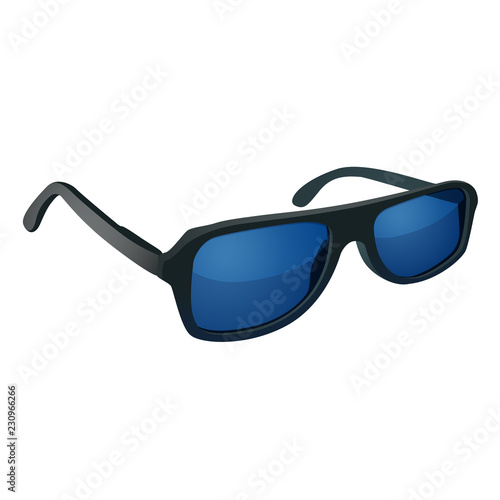 Sunglasses with blue glass isolated on white background. EPS10 vector.