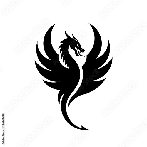 creative simple dragons silhouettes logo stylized vector illustrations