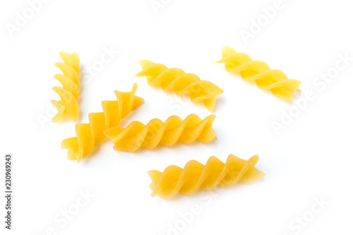uncooked macaroni isolated on a white background. Dry macaroni pasta isolated