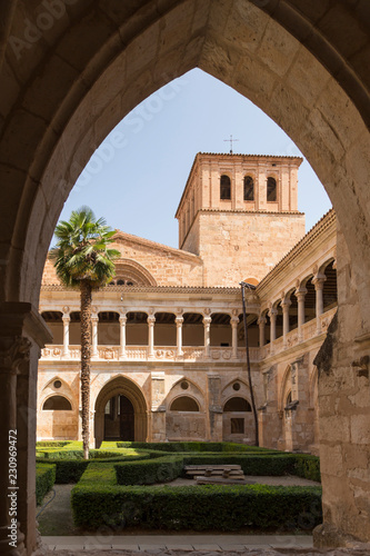 patio through the arch  monastery of Santa Mar  a de Huerta  Soria  Spain