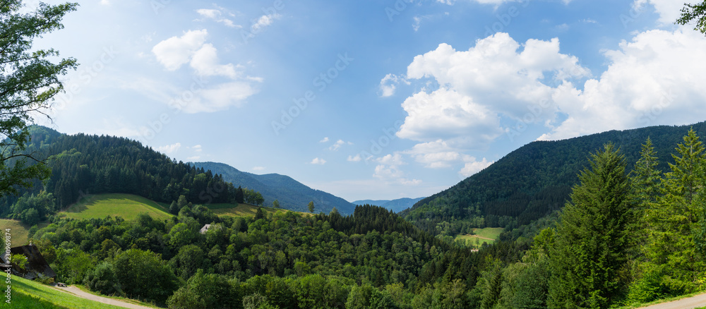 Germany, XXL panorama scenic view in black forest nature reserve landscape Germany, XXL panorama scenic view in black forest nature reserve landscape