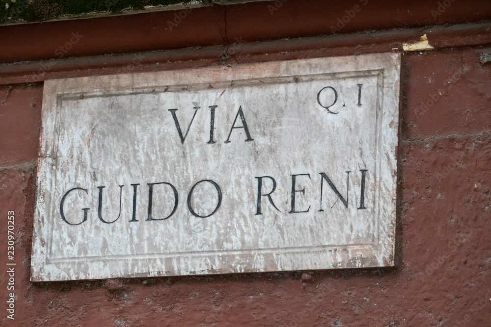 Via Guido Reni, Rome, Italy, Street sign