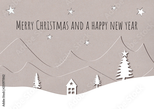 Pretty Christmas card design of paper cut outs