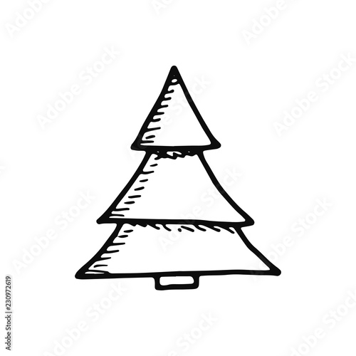 spruce icon. isolated object sketch black on white background