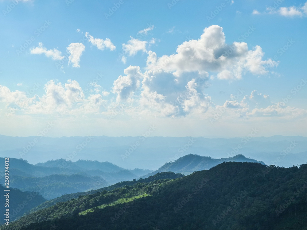 View of mountains and cloudy bluesky View of mountains and cloudy bluesky