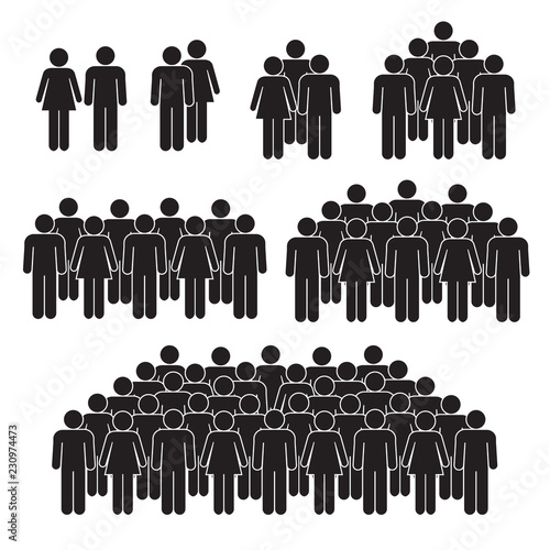 Staff crowd on white background icons