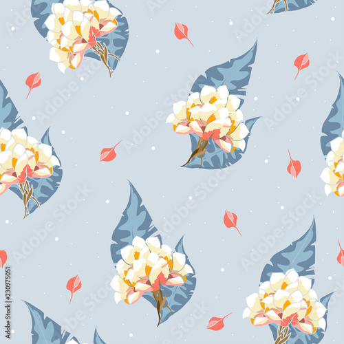 Seamless pattern with bouquet of flowers. Vector hand drawn illustration.