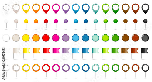 15 Needles, Color Pins, Flags & Magnets Set Shadow