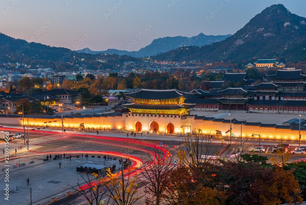 Gyeongbokgung palace in autumn at seoul south Korea 