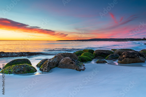 Cosy Corner, Bay of Fires, Tasmania, Australia. Stunning sunrise of the epic location on the north east coast of Tasmania.