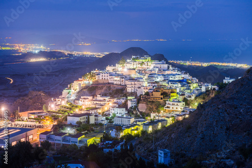 Mojacar Town at night, Almeria, Andalucia, Spain photo