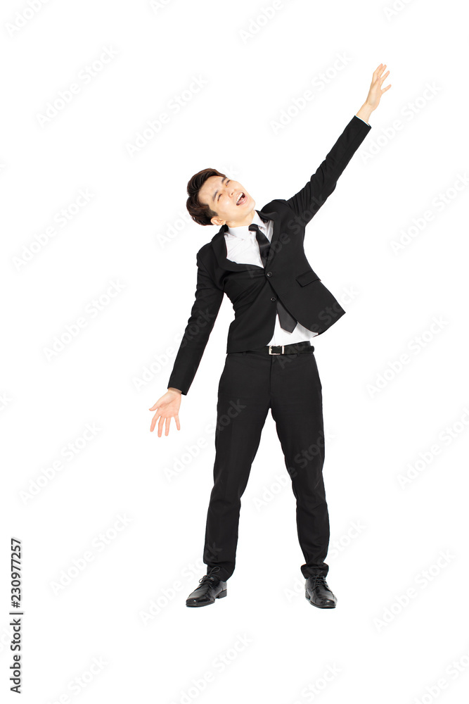 Businessman celebrating success Full Length Portrait Businessman celebrating success Full Length Portrait