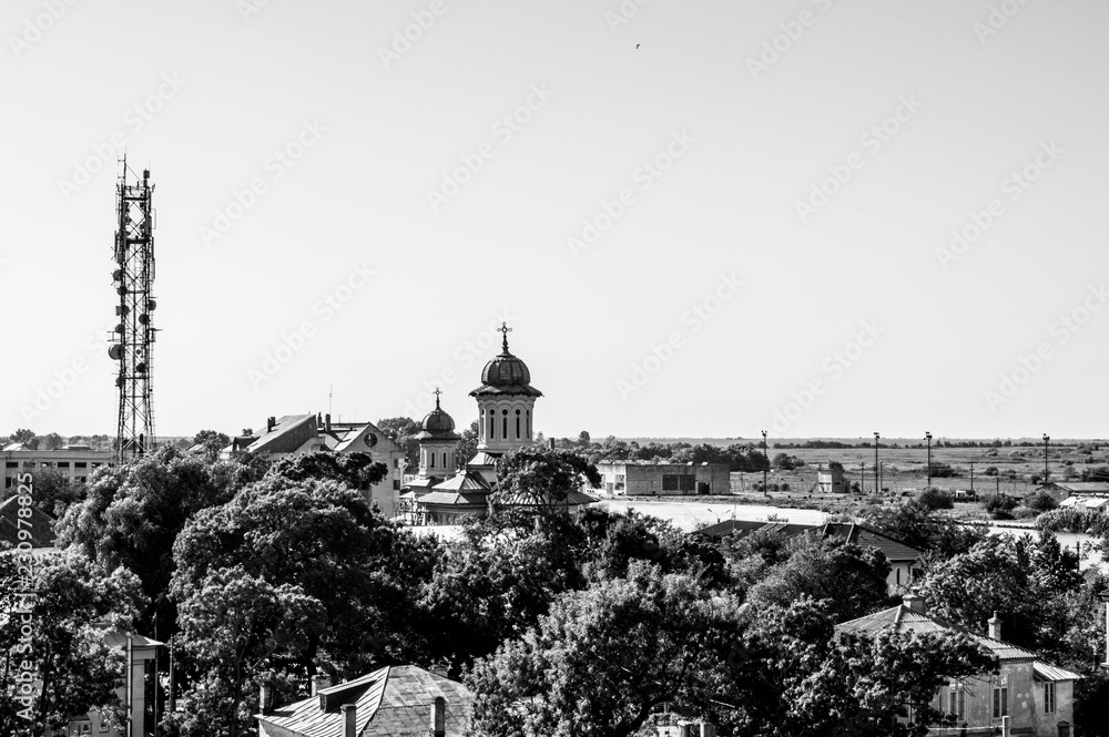 Sulina - tower view - black & white