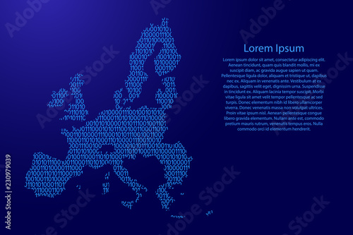 European Union map abstract schematic from blue ones and zeros binary digital code for banner, poster, greeting card. Vector illustration.