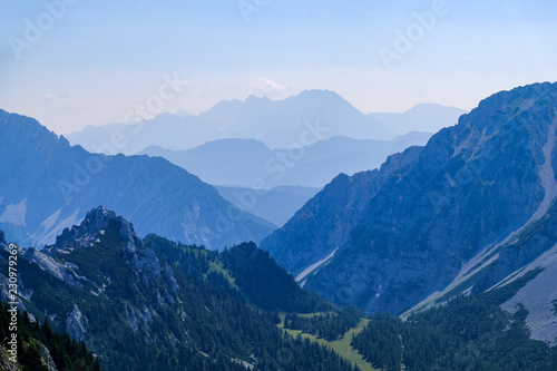Fading mountain range od Karavanke in Slovenia