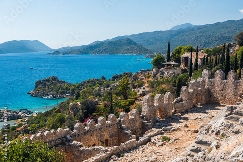 View from Simena Castle over Kekova Bay and Island, Antalya Province, Lycia, Anatolia, Mediterranean Sea, Turkey Minor photo