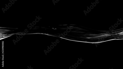 Water wave on black background