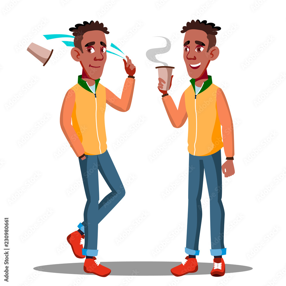 Teenager Litter, Casually Throwing An Empty Glass Of Coffee On The