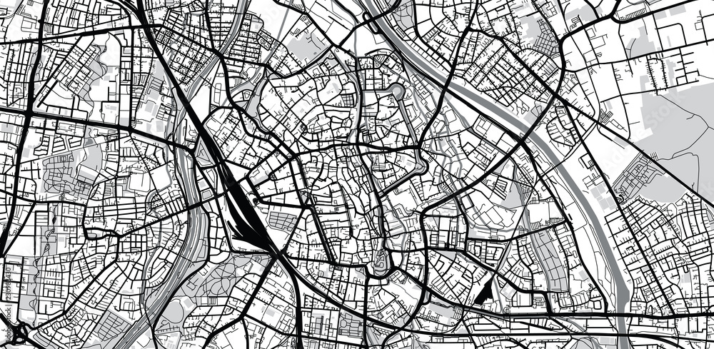 Urban vector city map of Augsburg, Germany