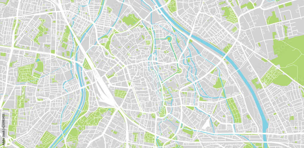 Naklejka Urban vector city map of Augsburg, Germany