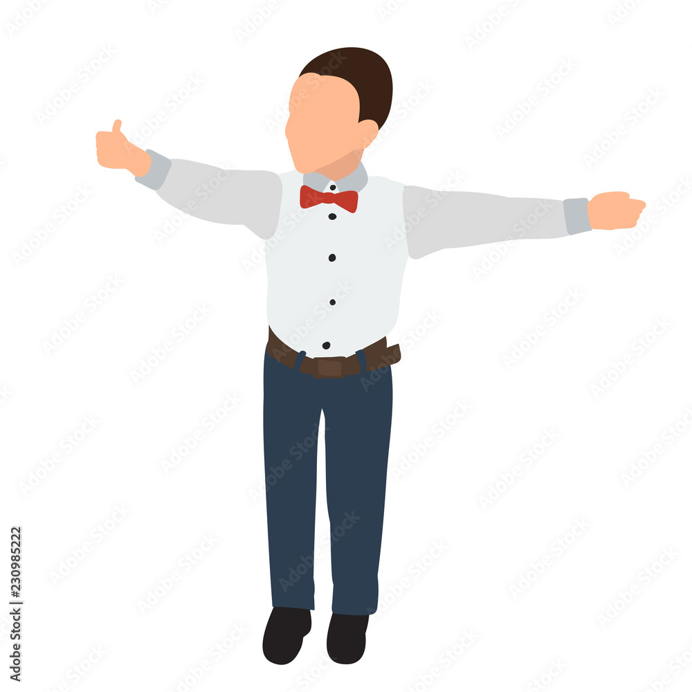 isolated, silhouette in flat style, boy rejoices isolated, silhouette in flat style, boy rejoices