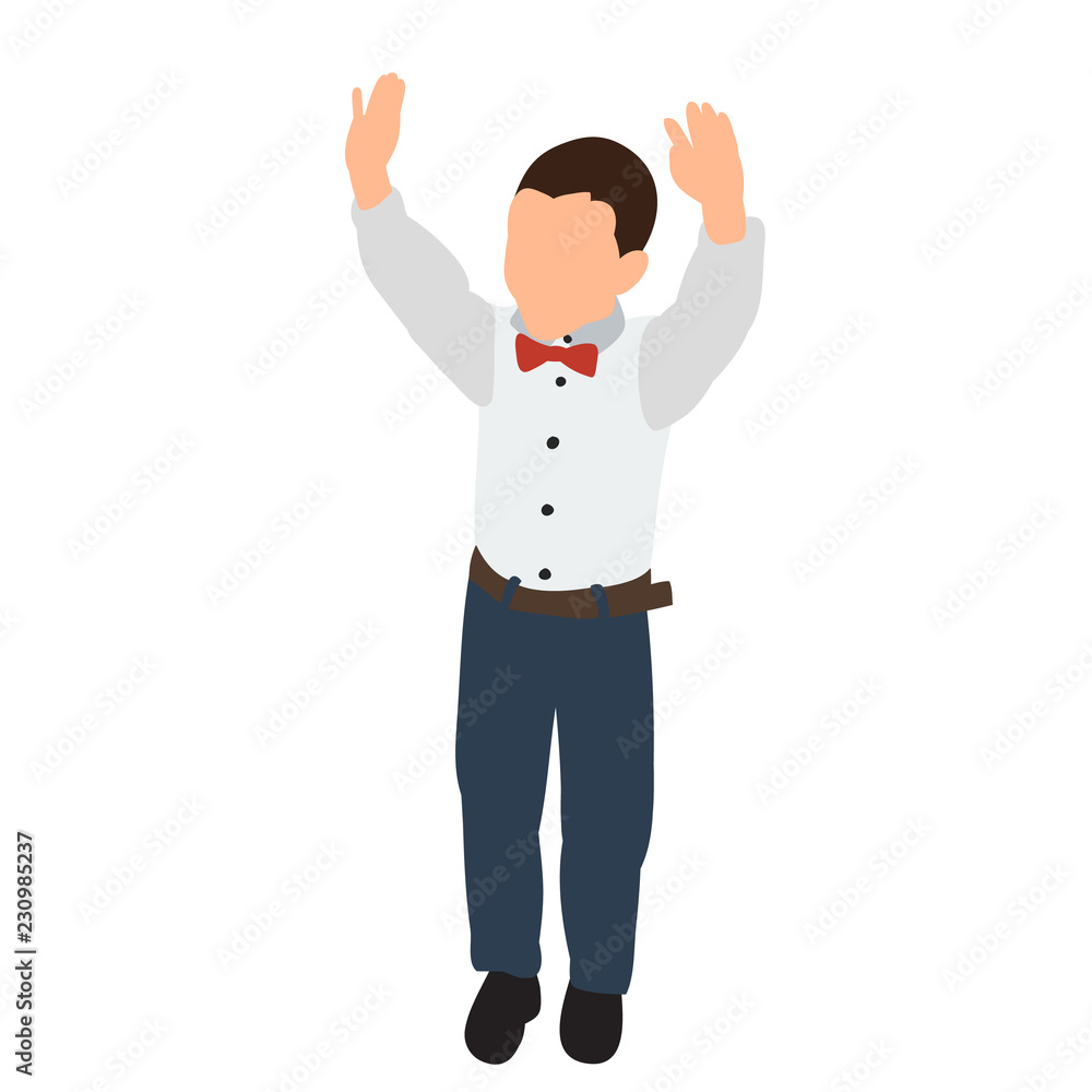 vector, isolated, silhouette in flat style, boy rejoices vector, isolated, silhouette in flat style, boy rejoices