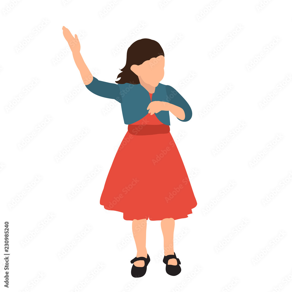 silhouette in flat style, a little girl rejoices silhouette in flat style, a little girl rejoices